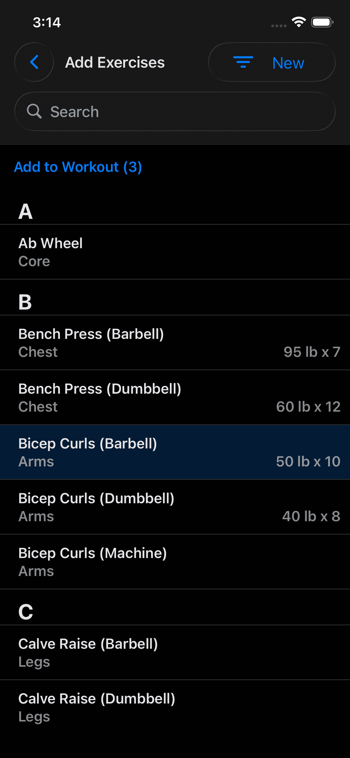 Add Exercise Modal 2